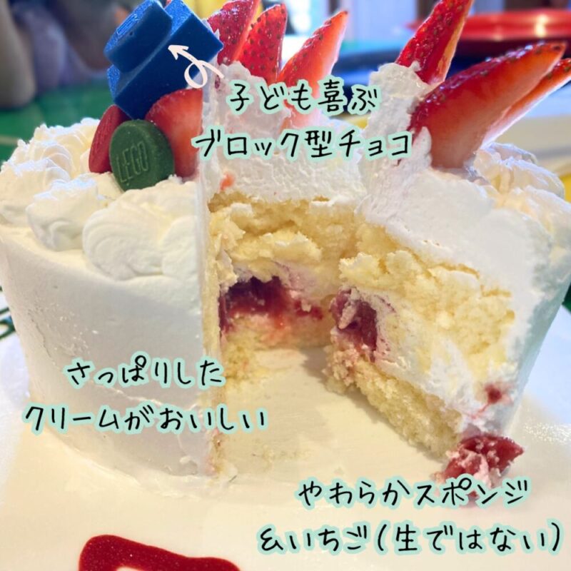 レゴランドのバースデーパッケージの誕生日ケーキ