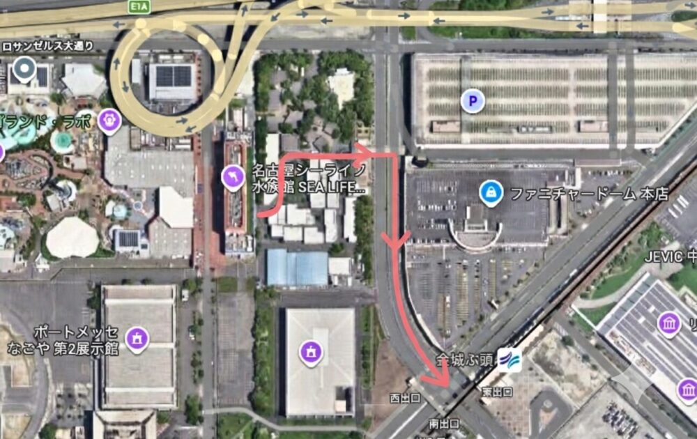 レゴランドホテルからコンビニまでのアクセス